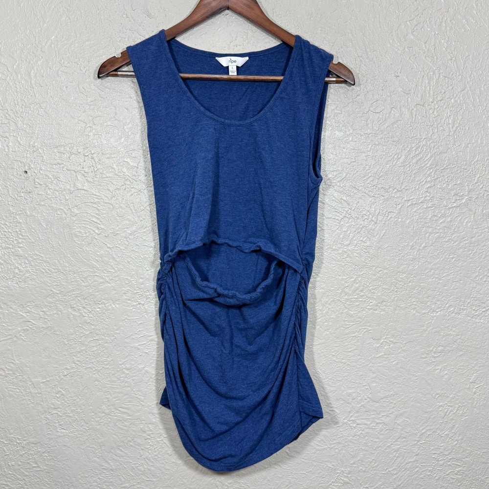 Ripe Maternity Nursing Tank Top Large Organic Cotton‎ Cutout Open Belly Tunic
